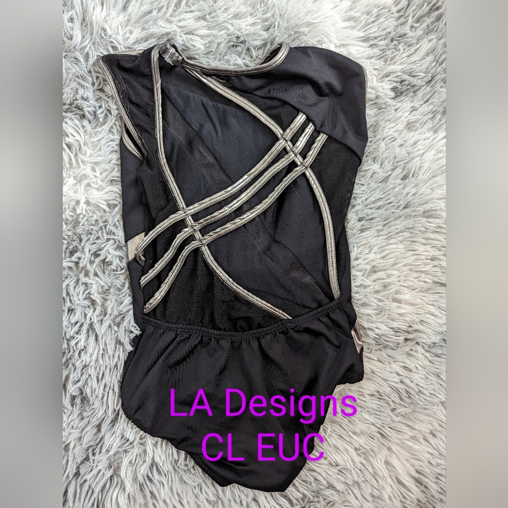LA Designs Dance leotard black silver pewter